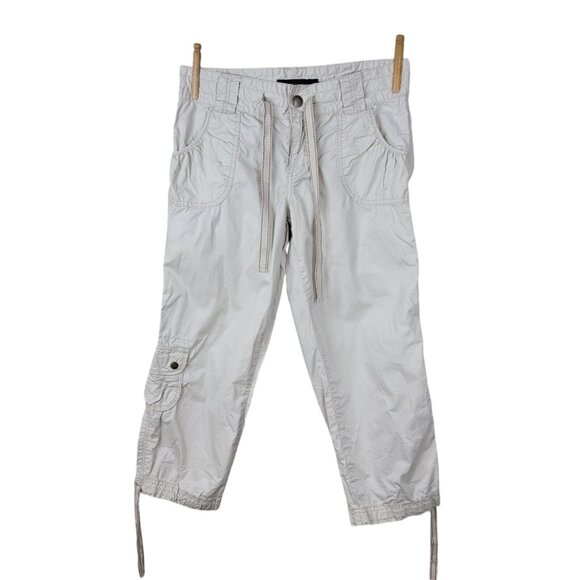 Calvin Klein Pants Size 8 Cargo Utility Cropped Capri Hiking Khaki Tie Waist - Picture 1 of 9
